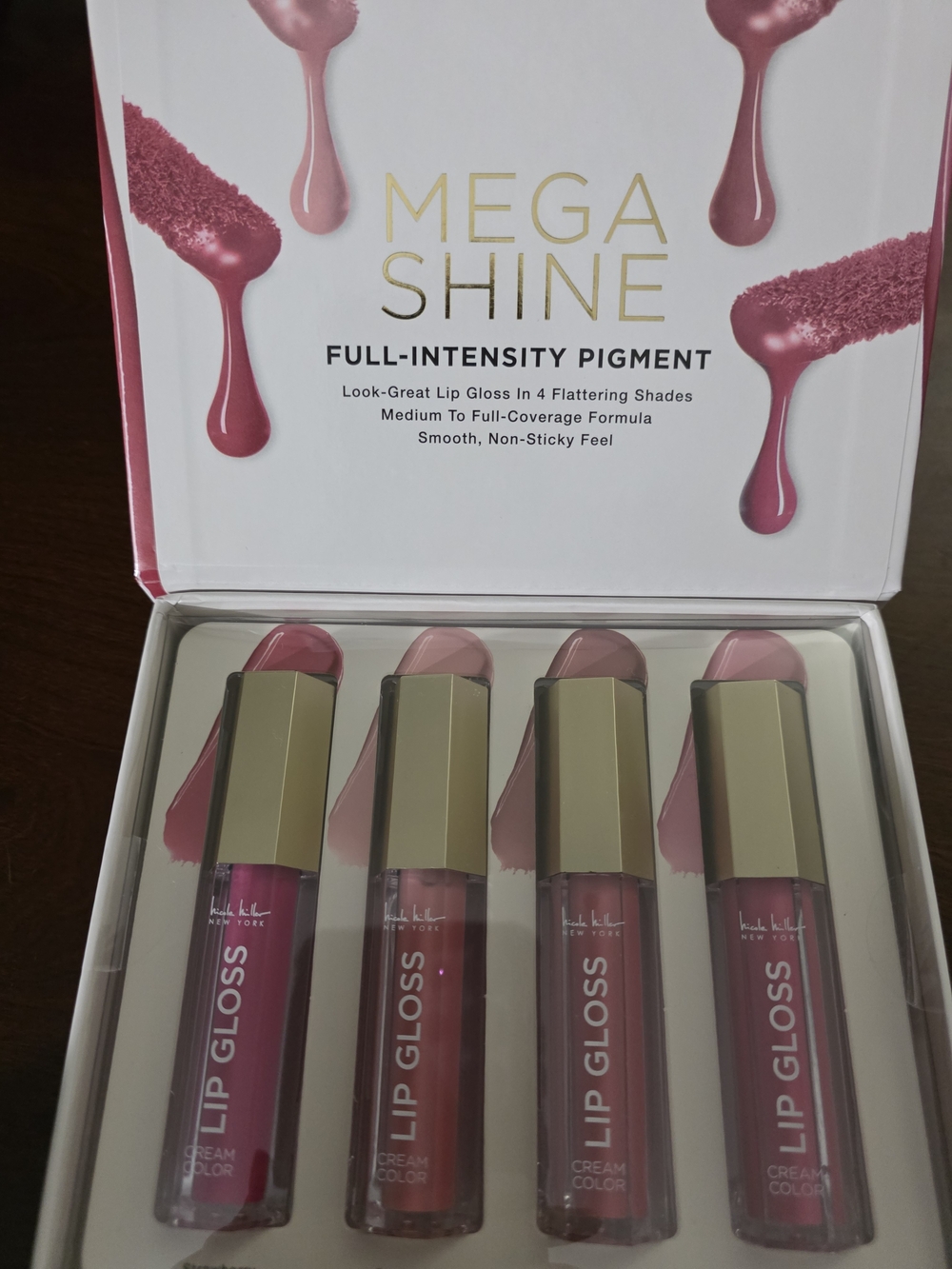 Nicole Miller Mega Shine Lip Gloss Set — Rose Pink Shades